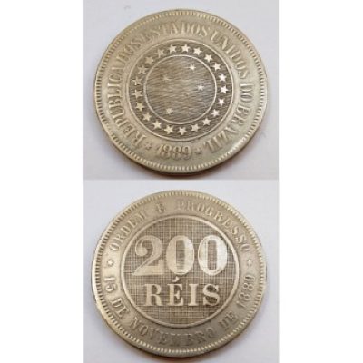 MNI 036 - Moeda 200 réis - Níquel - 1889 - MBC